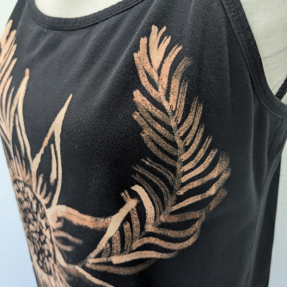 Maurices Black Cotton Blend Top With Bleach Art Sunflower Sz XL - Picture 8 of 14
